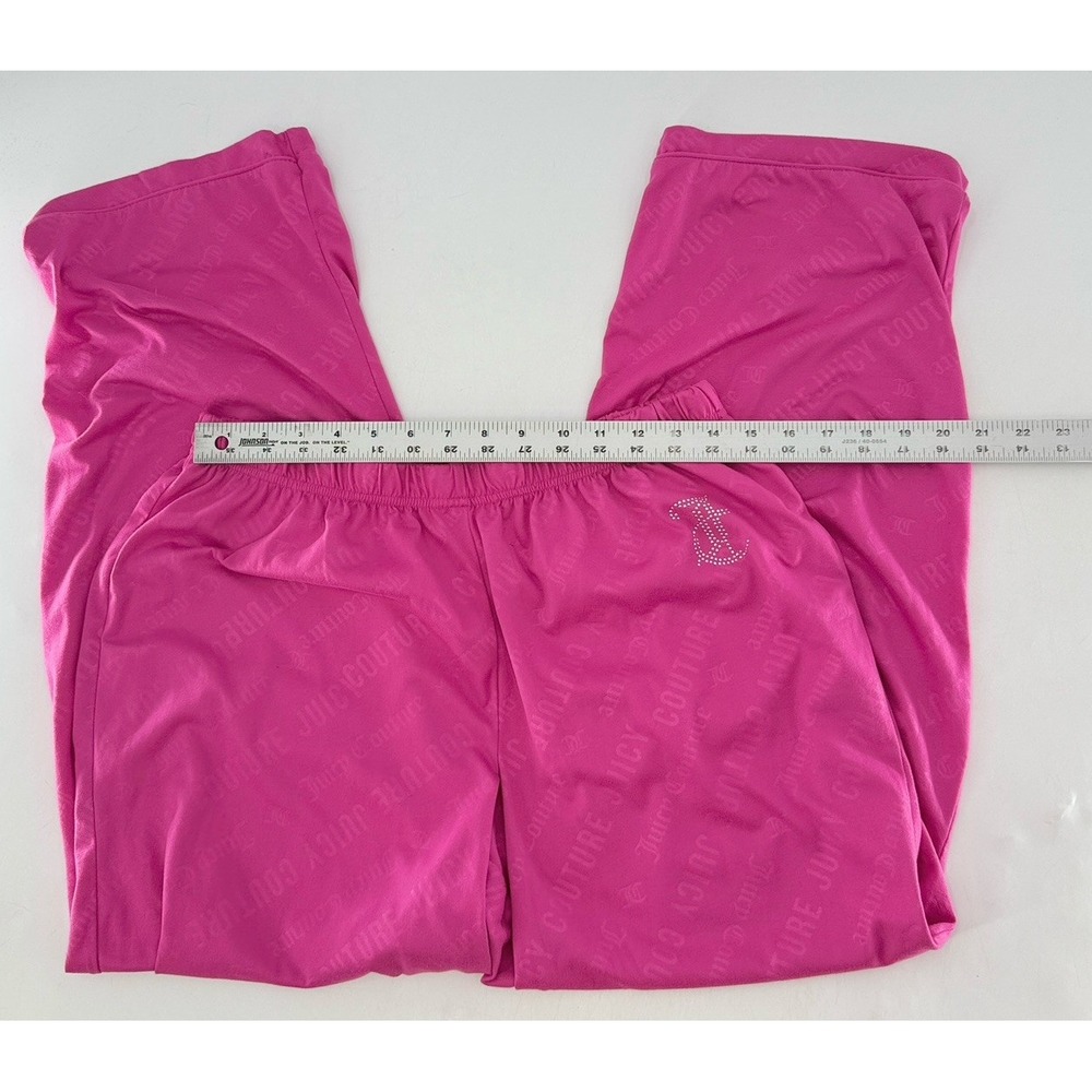 Juicy Couture Women's Bright Pink Soft Pajamas Pants Sz L Embellished Y2K Vibes - Picture 7 of 11